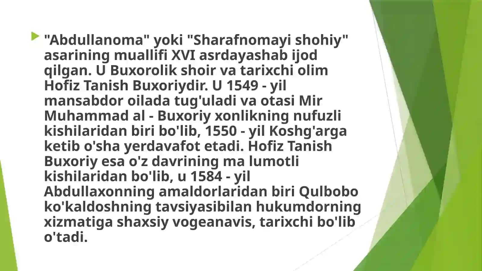 XOFIZTANISH BUXORIY “SHARAFNOMAYI SHOHIY” ASARI 4