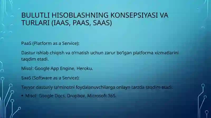 Bulut texnologiyasi asosida ishlaydigan axborot tizimlarining matematik modeli va ishlash tamoyillarini o’rganish 4