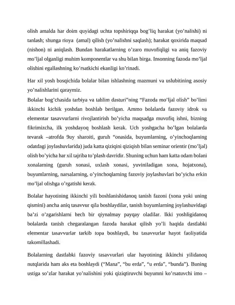 FAZODA MO'LJALGA OLISHNI SHAKLLANTIRISH VAZIFALARI O'ZIGA NISBATAN TINCH VA HARAKAT XOLATIDAGI ASOSIY YUNALISHLARNI FARQLASH 4