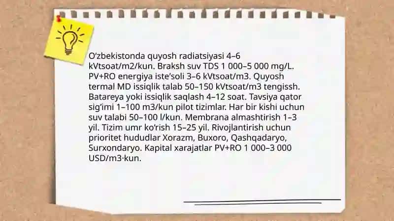 Oʻzbekiston sharoitida shoʻr suvlarni chuchuklashtirish gʻoyasini yaratish 4