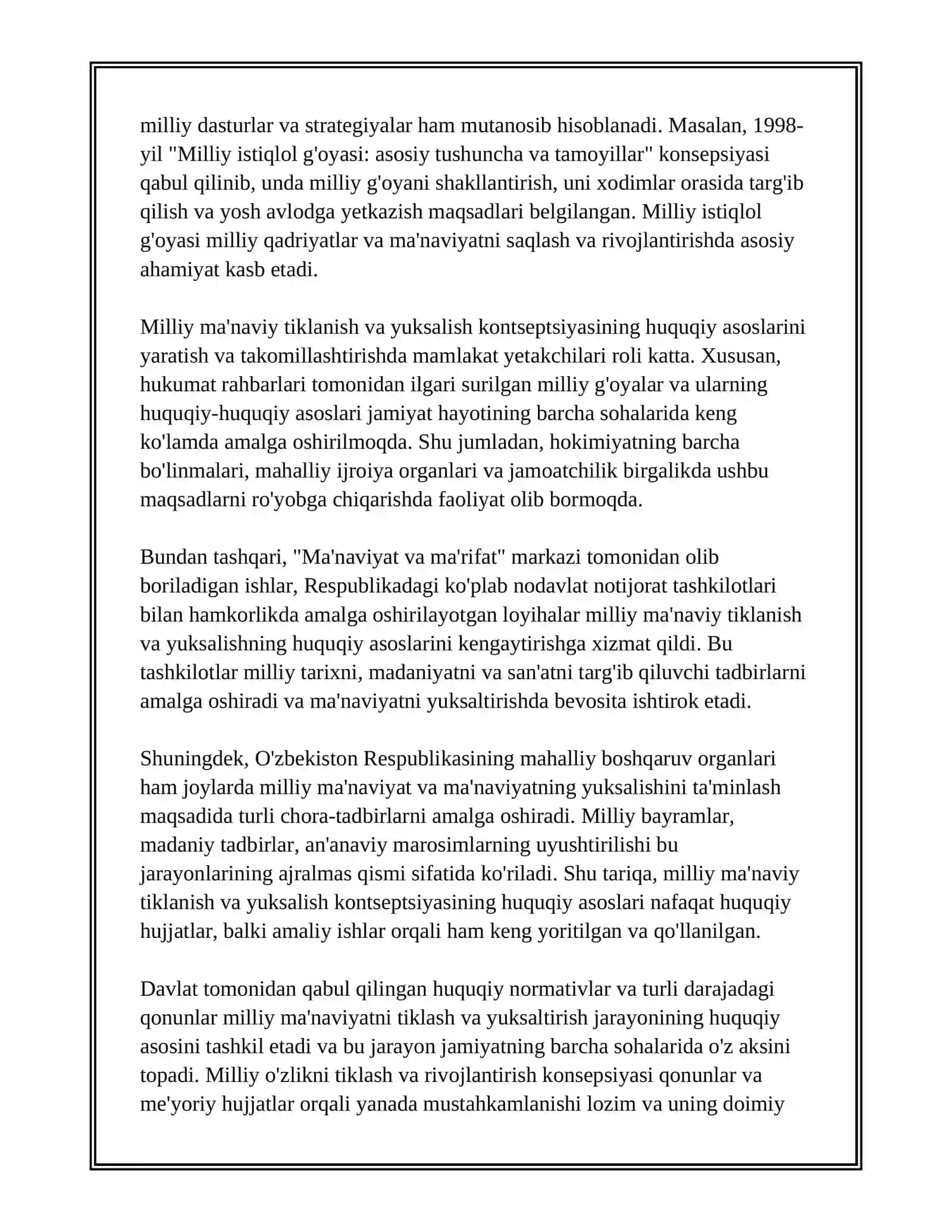 MILLIY MA'NAVIY TIKLANISH VA YUKSALISHNING HUQUQIY DEMOKRATIK DAVLAT TUZISH MUAMMOLARI 4