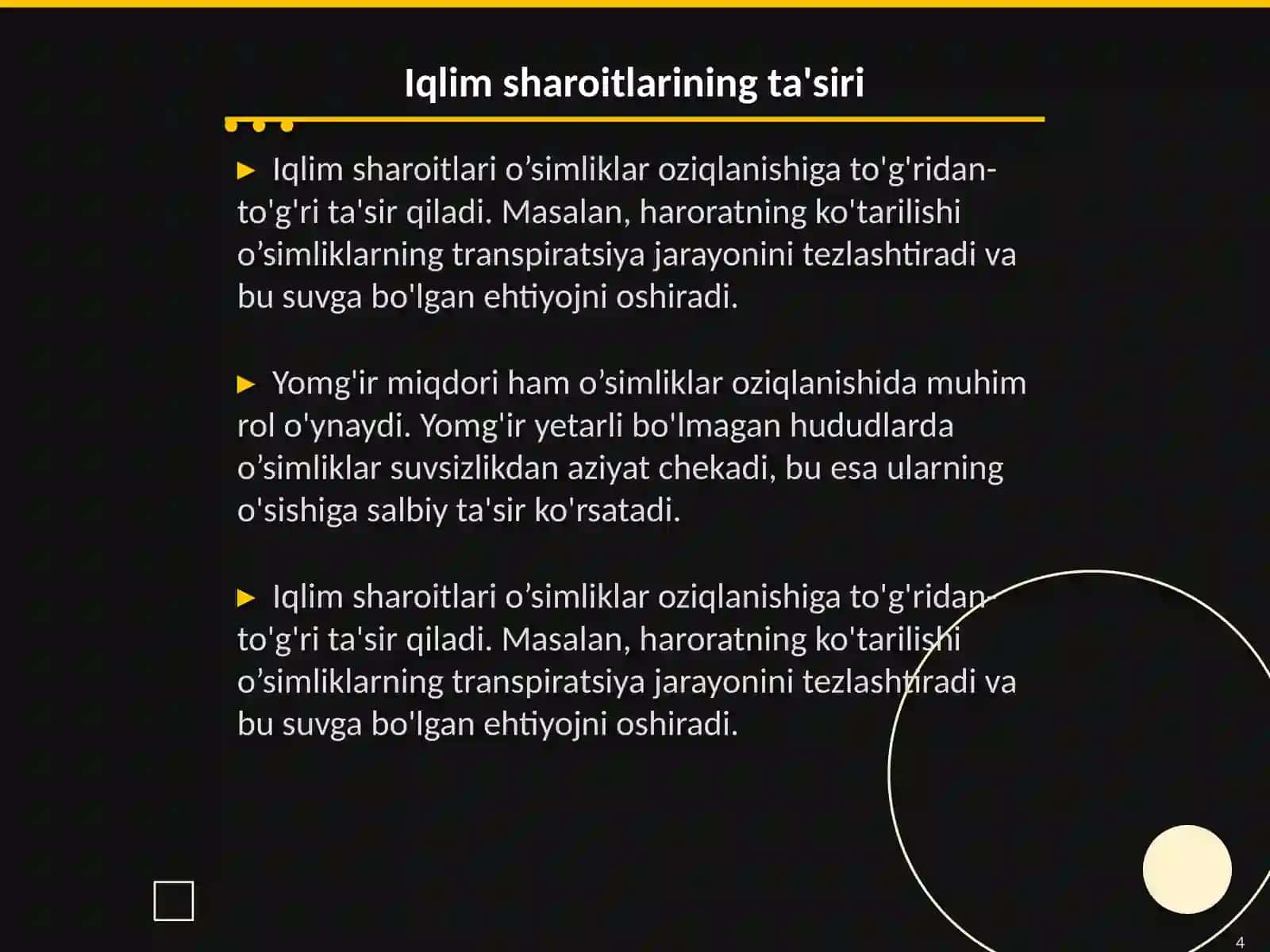 O’simliklarni oziqlanishiga tashqi muhit omillari ta’siri 4