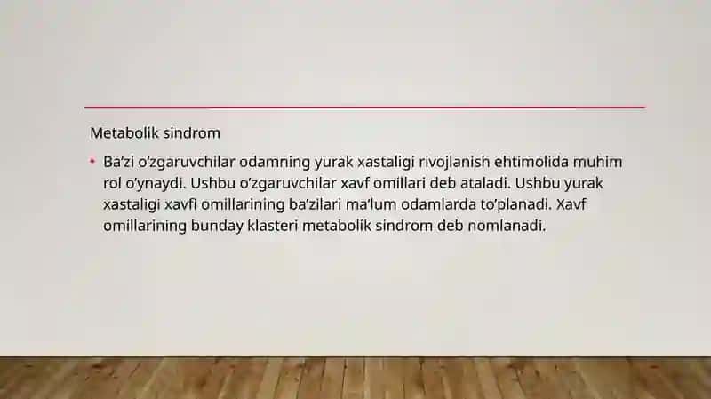 Metabolik sindrom belgilarini va vojlanishini tahlil qilish 4