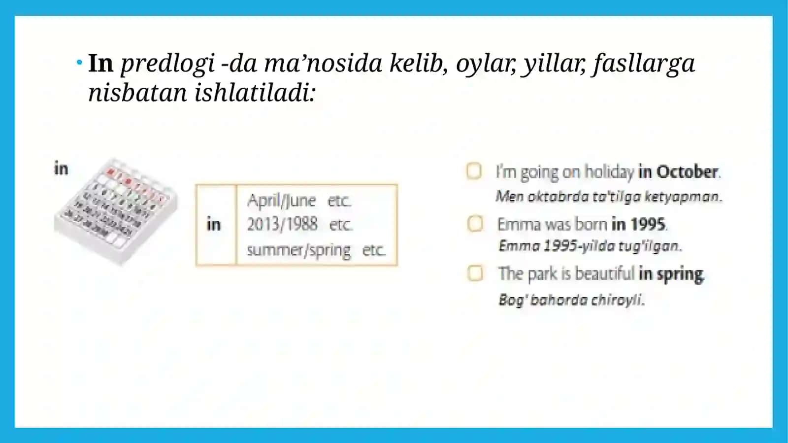 Ingliz tilida "IN" va "ON" predloglari 4