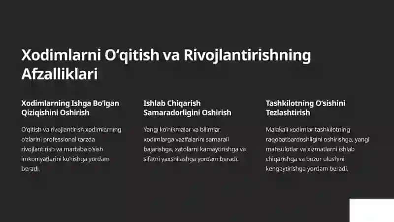 Xodimlarni Oʻqitish va Rivojlantirishning Ahamiyati 4