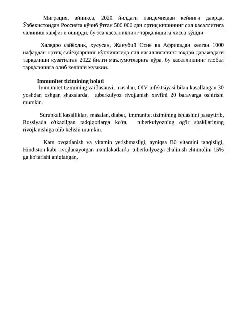 Tuberkulyoz rivojlanishiga tashqi omillarning ta’siri 4
