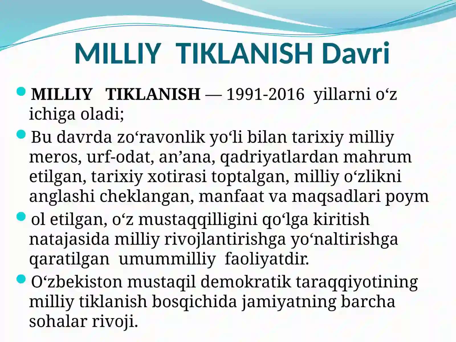 О‘zbekistonning eng yangi tarixi fanining predmeti, maqsadi va vazifalari 4