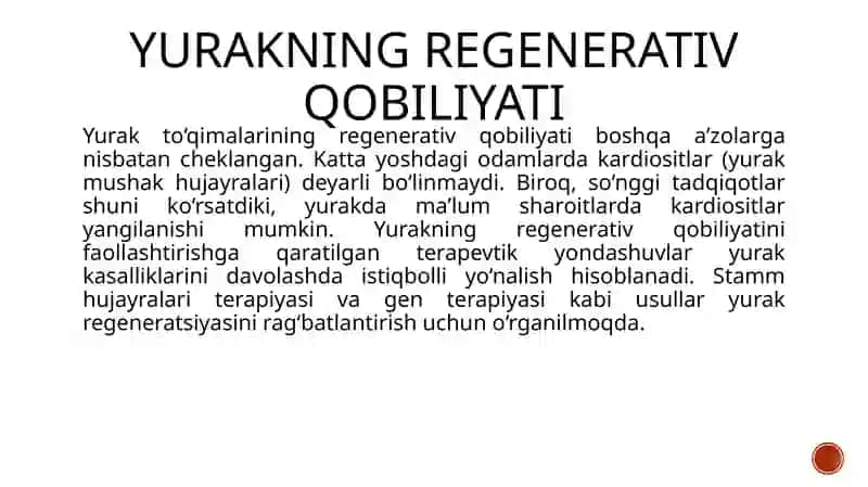 Yurak-Qon tomirlar tizimida Regenerator va Konpensator jarayonlar 4
