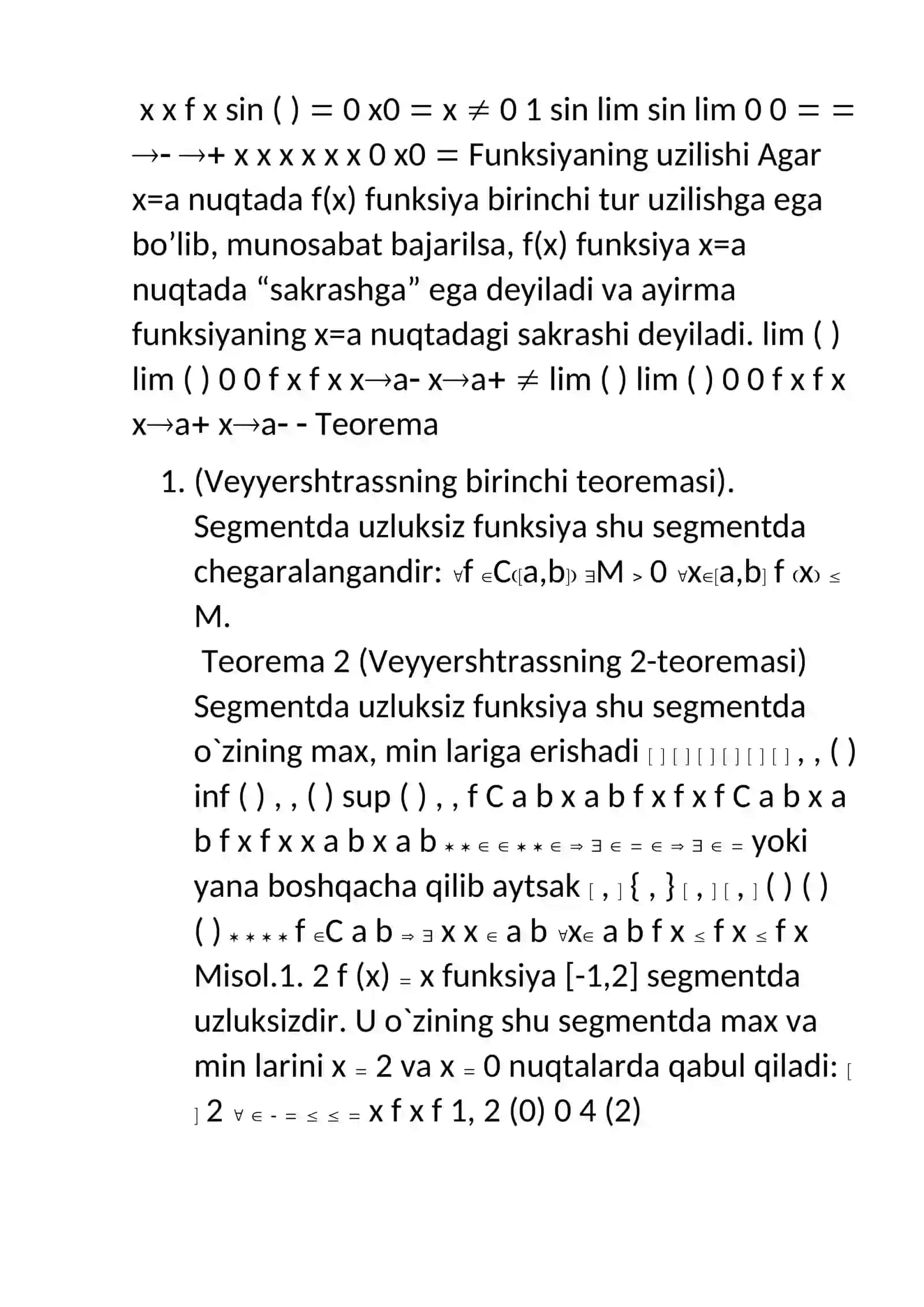 CHekli sondagi birinchi tur uzilishga ega funktsiyalarning integrallanuvchi ekanligi 4