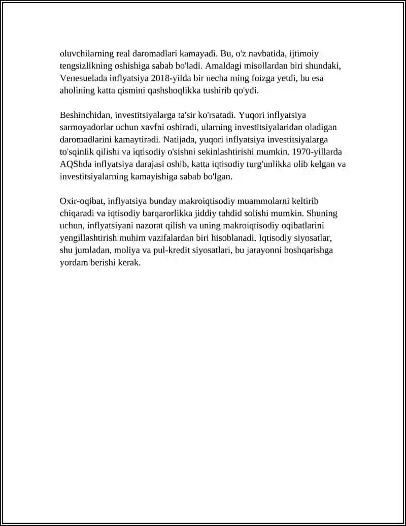 INFLATSIYANING IQTISODIY IJTIMOIY OQIBATLARI VA UNI JILOVLASH USULLARI 4
