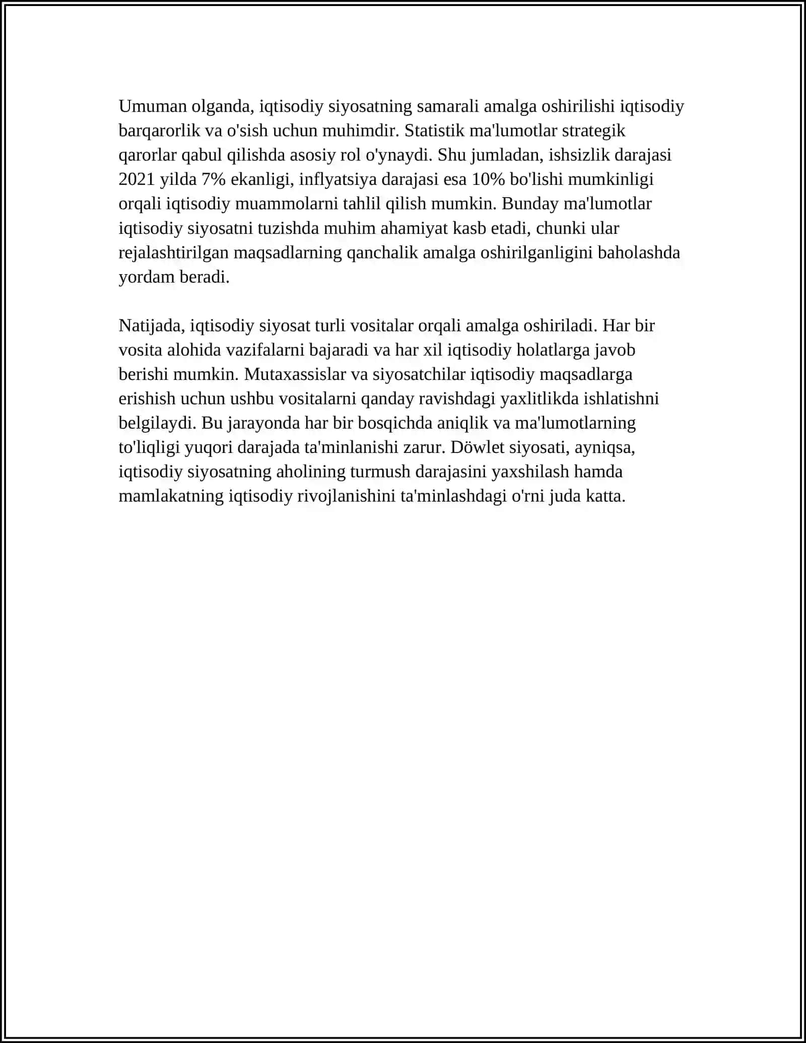 MUSTAQIL ISH Mavzu: IQTISODIY SIYOSATNING NAZARIY ASOSLARI 4