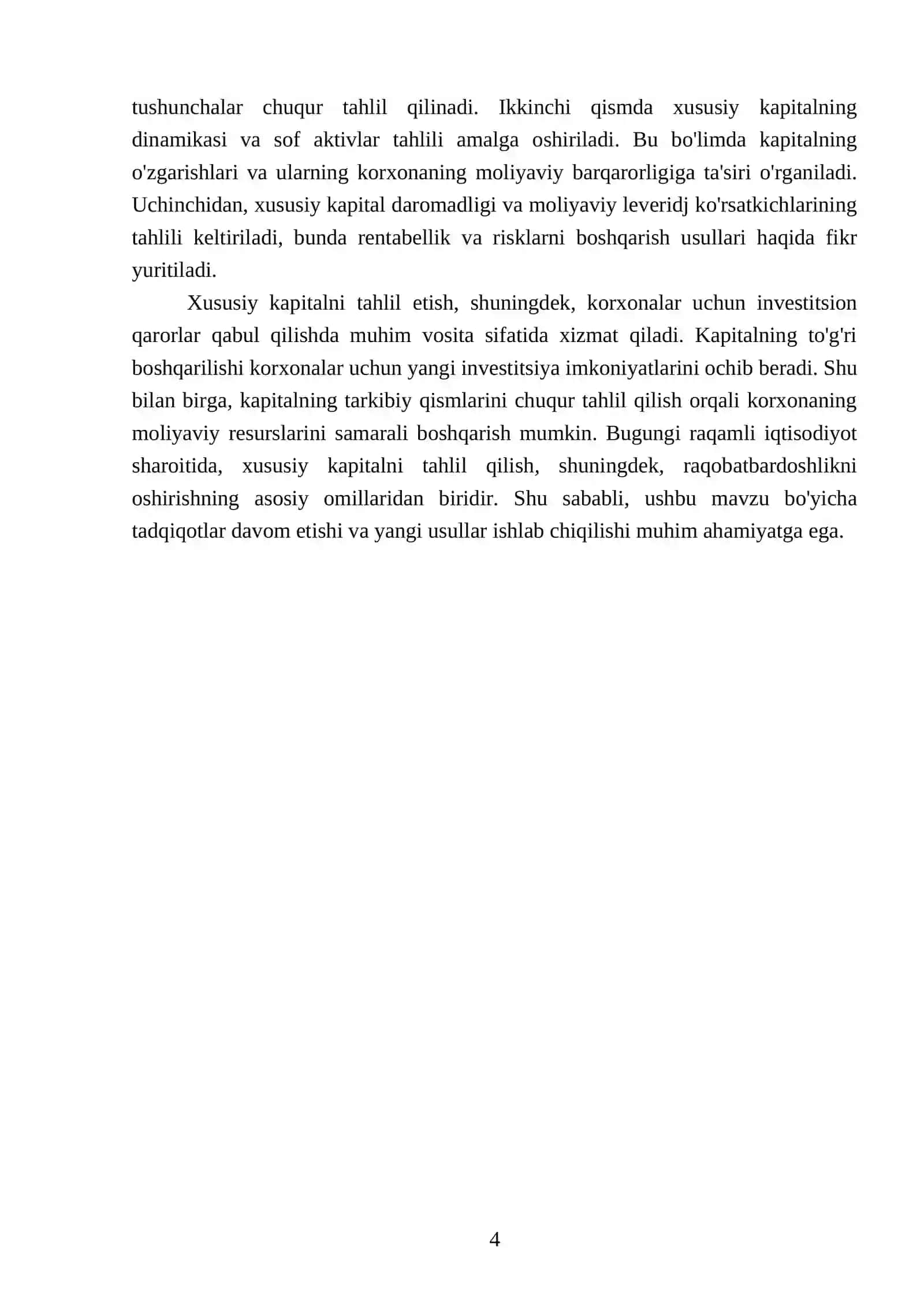 Xususiy kapitalni tahlil etish mavzusi va vazifalari 4