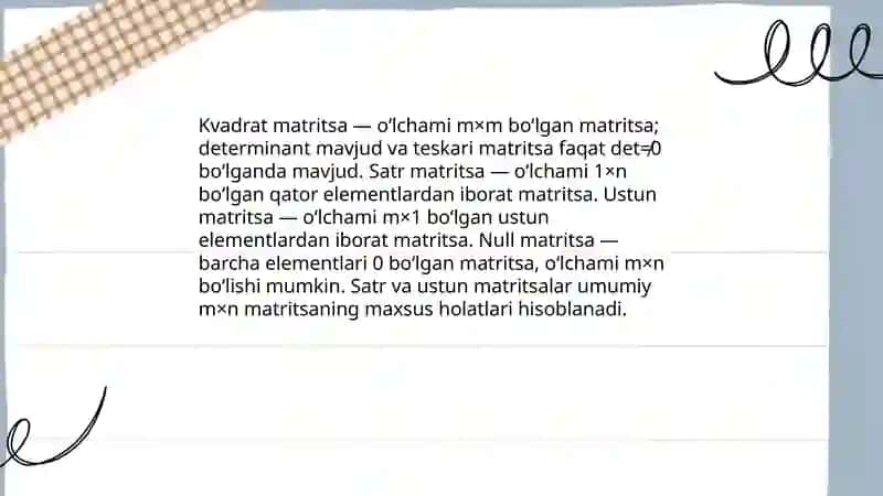 Matritsa haqida tushuncha 4