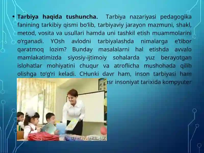 Tarbiya Jarayonining Mohiyati, Mazmuni, Tarbiya Tamoyillari va Metodlari 4