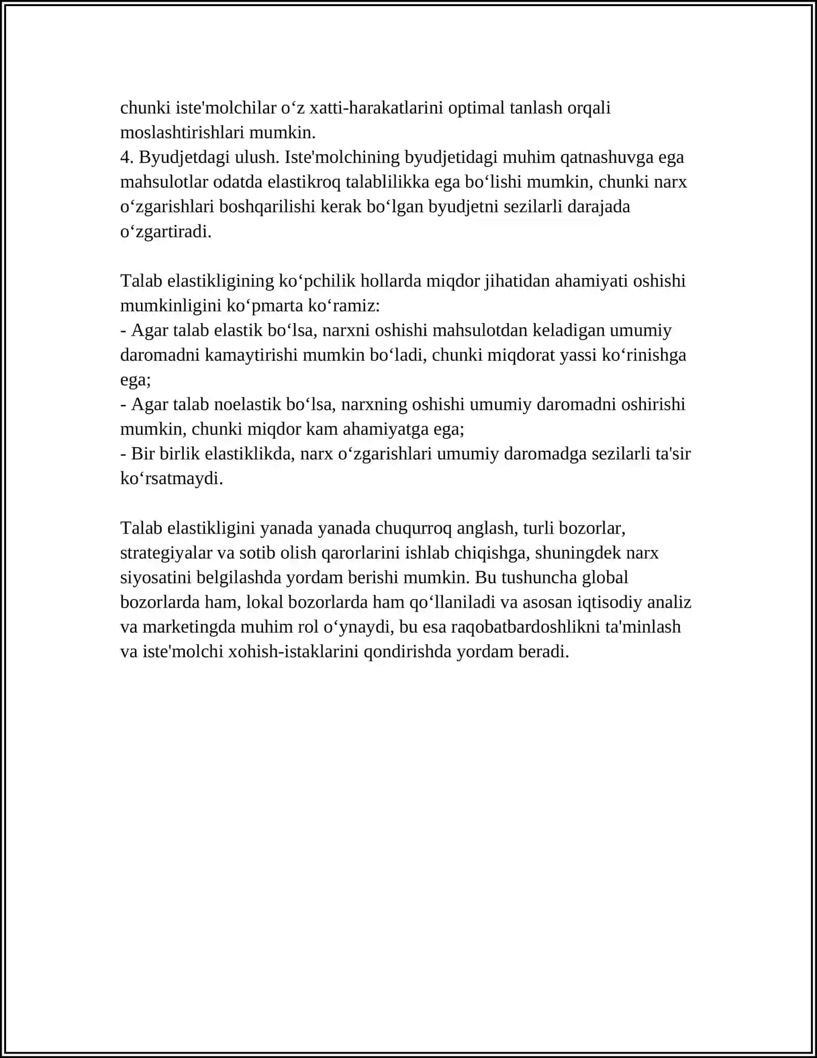 TALAB VA TAKLIF ELASTIKLIGI 4