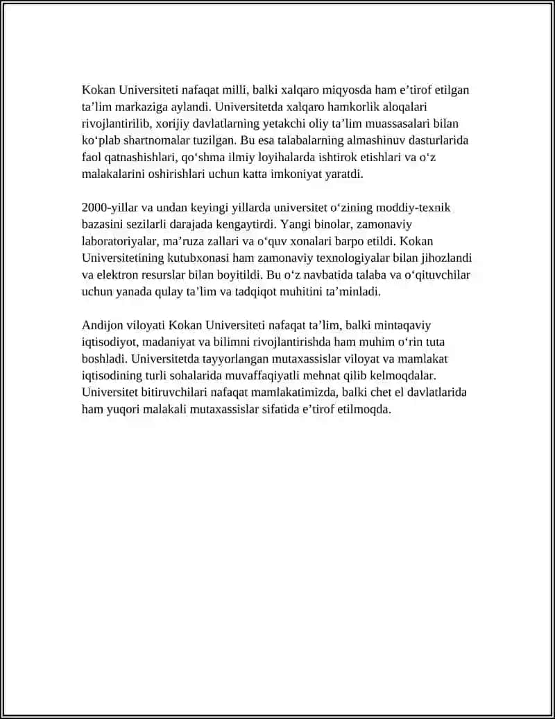 ANDIJON VILOYATI KOKAN UNIVERSITETI MUSTAQIL ISHI 4