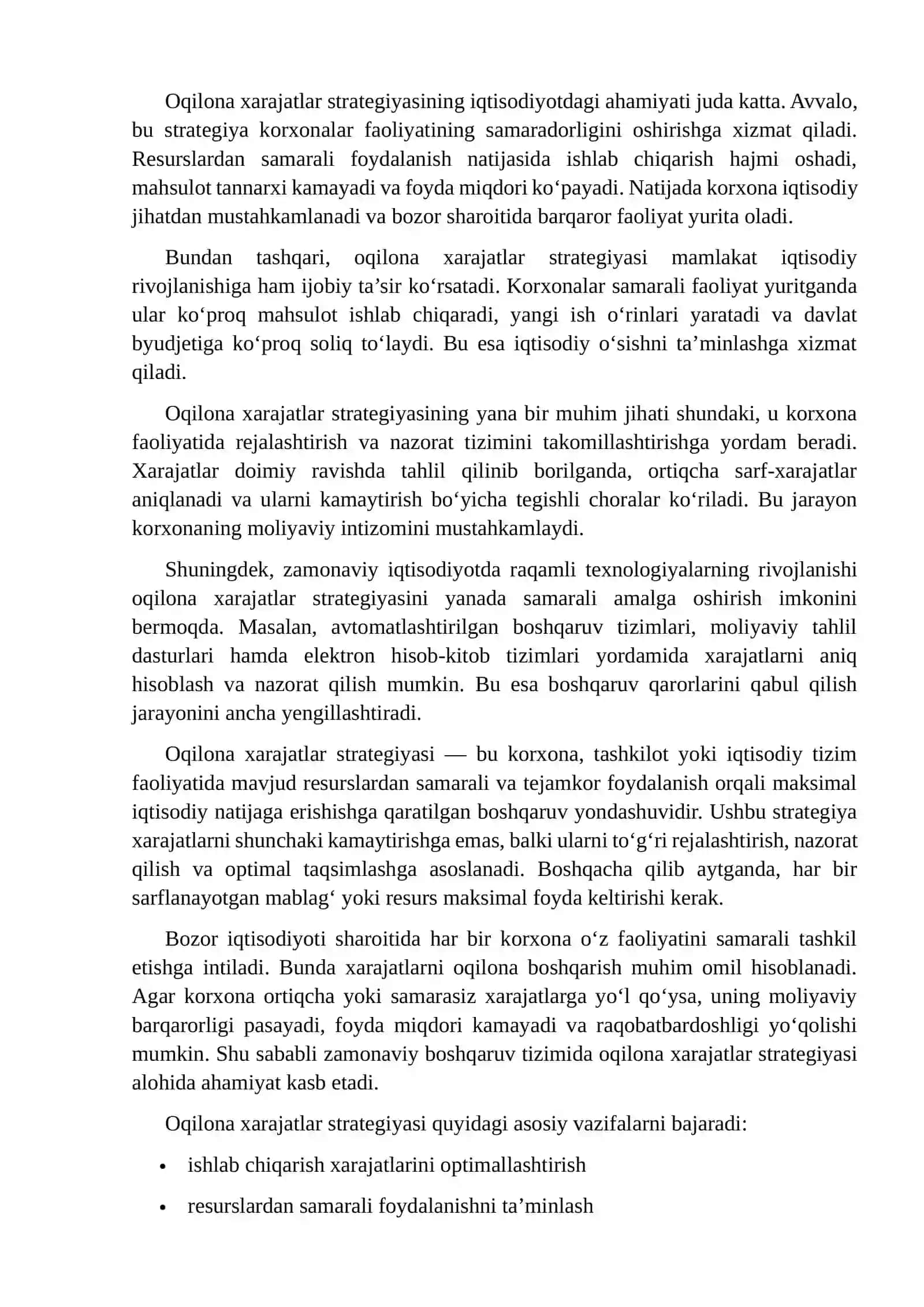 Oqilona xarajatlar strategiyasi 4