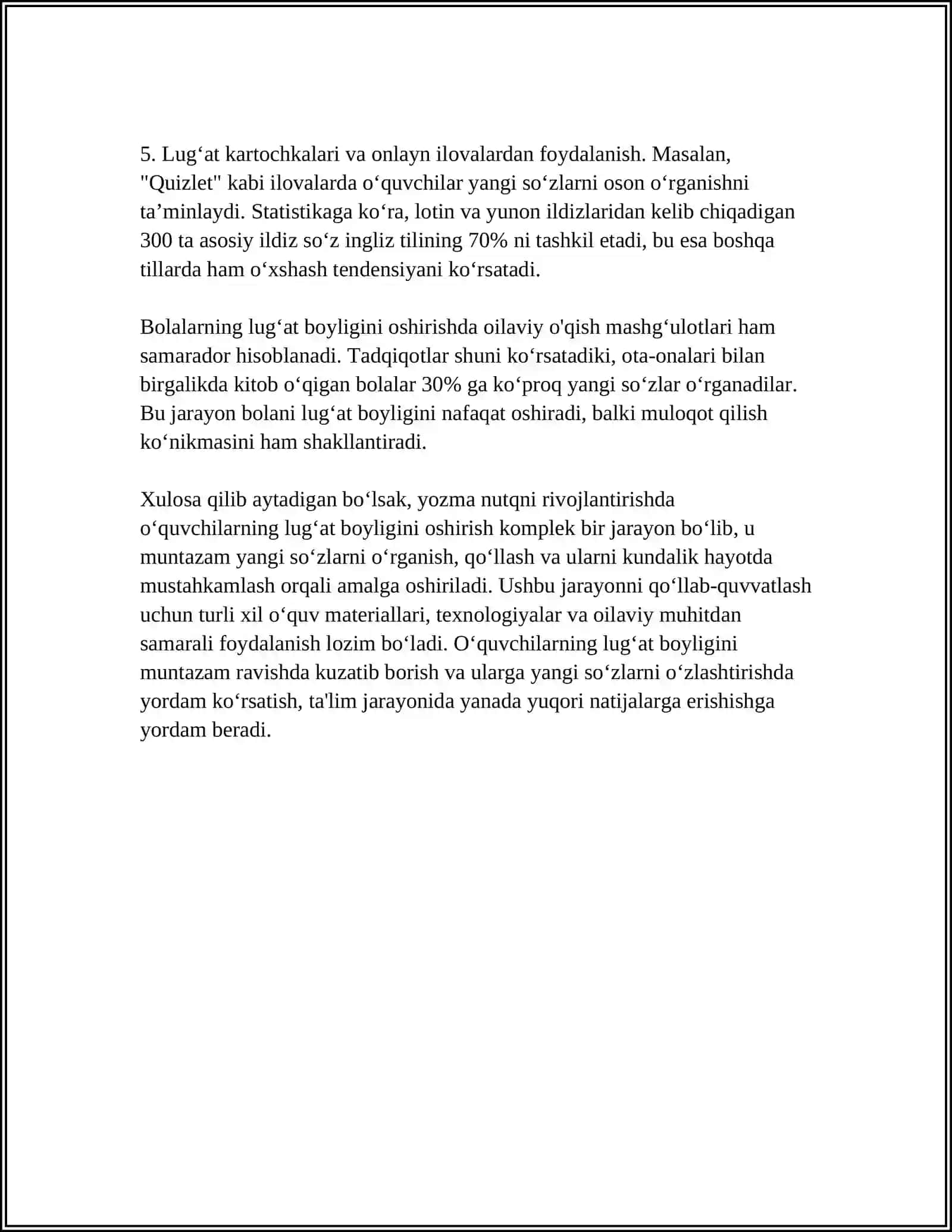 UMUMTA'LIM MAKTABINING 7-8-SINFLARI O‘ZBEK TILI DARSLARIDA YOZMA NUTQNI RIVOJLANTIRISH 4