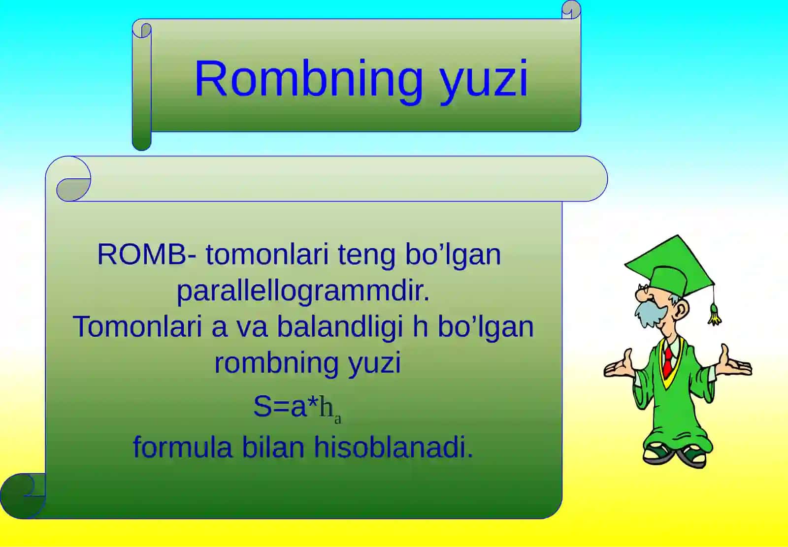 Romb va trapetsiyaning yuzi 4