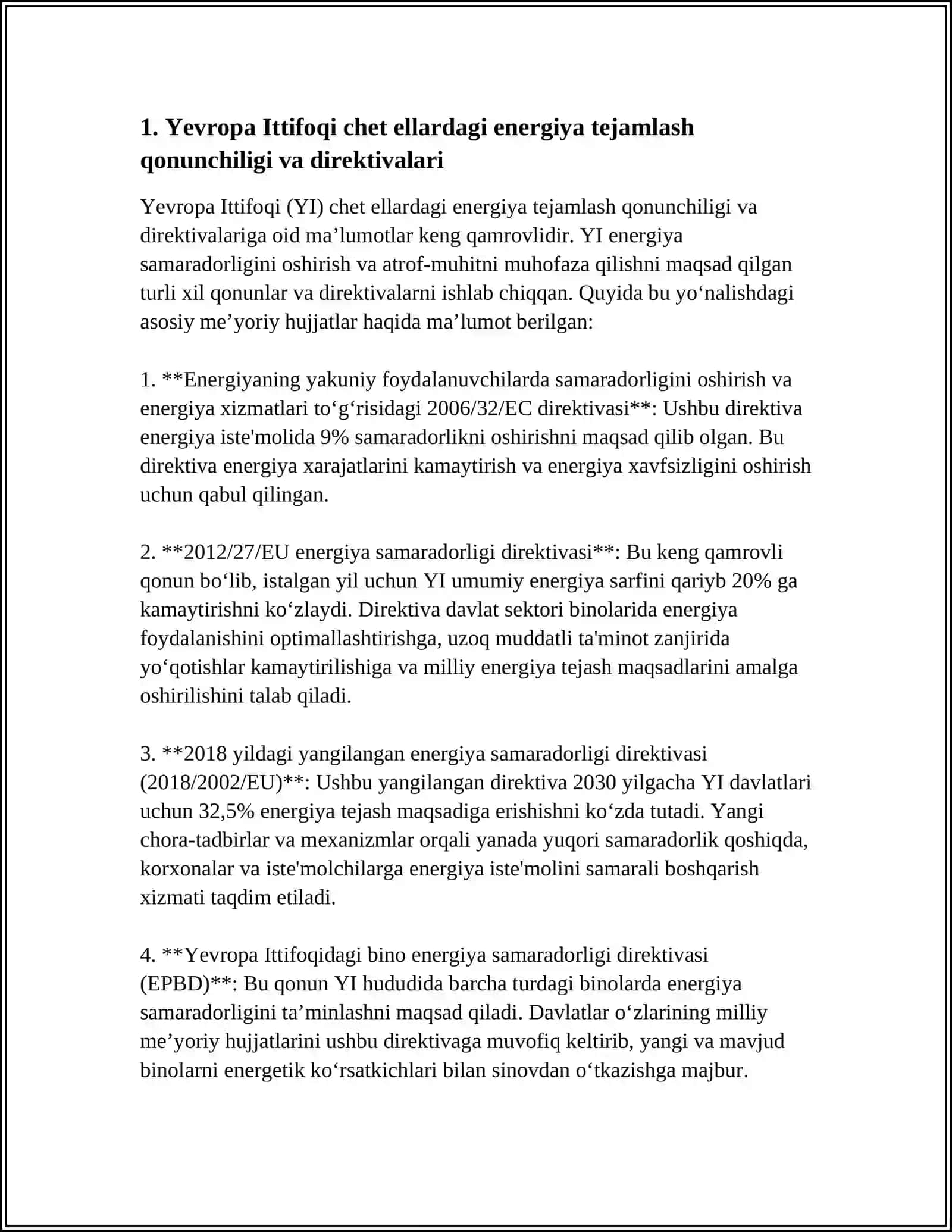 ENERGIYA TEJAMKORLIGI SOHASIDA CHET ELLARDAGI QONUNCHILIK 4