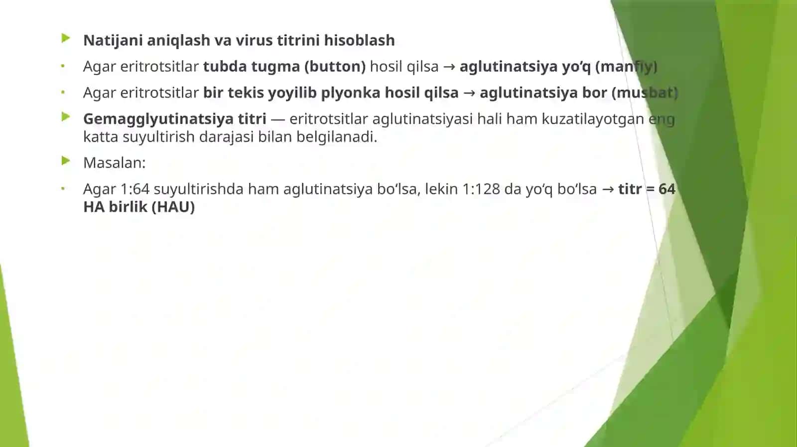 Gripp kasalligida gemagglyutinasiya va gemagglyutinasiyani tormozlash reaksiyalarini qoyish va natij 4