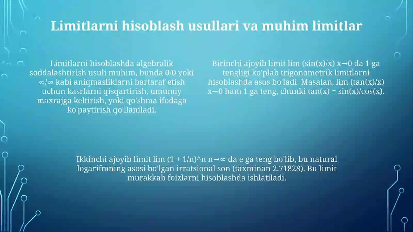 Limitlar: Asosiy tushunchalar va hisoblash usullari 4