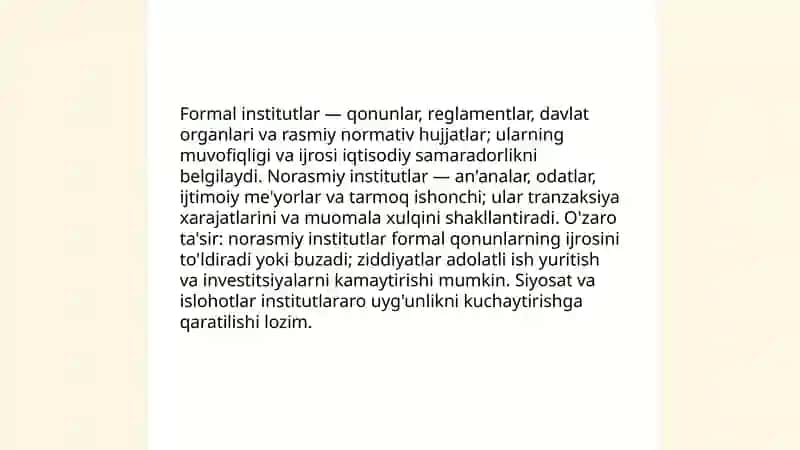 Institutsionnalizm: Iqtisodiyotdagi institutlar va ularning evalyutsiyasi 4