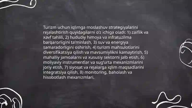 Iqlim oʻzgarishi va turizm strategik moslashuv mexanizmlari 4