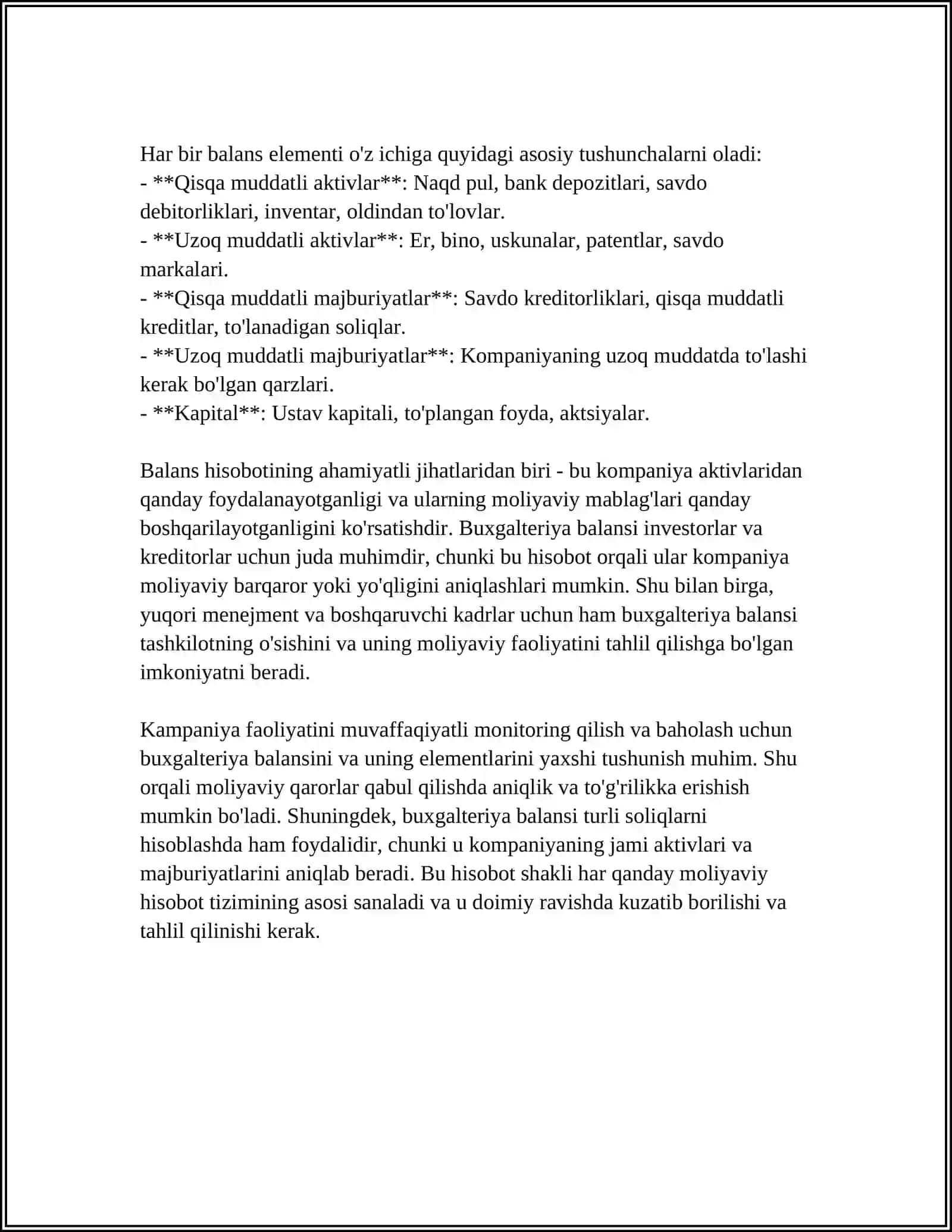 BUXALTERIYA BALANSI UNING TUZILISHI MAZMUNI 4