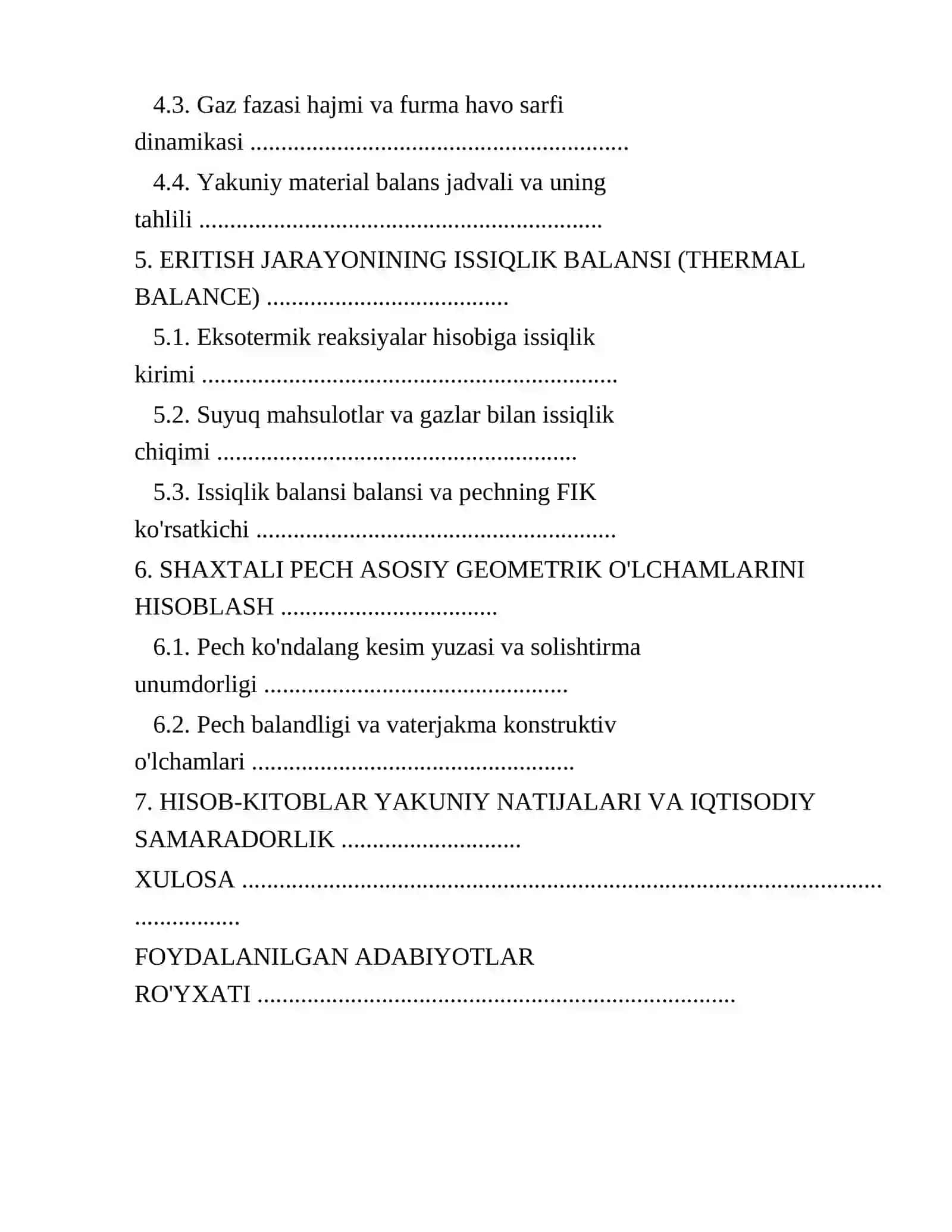 SHAXTALI PECHDA Pb AGLOMERATINI ERITISH TEXNOLOGIYASINI TANLASH VA HISOBLASH 4