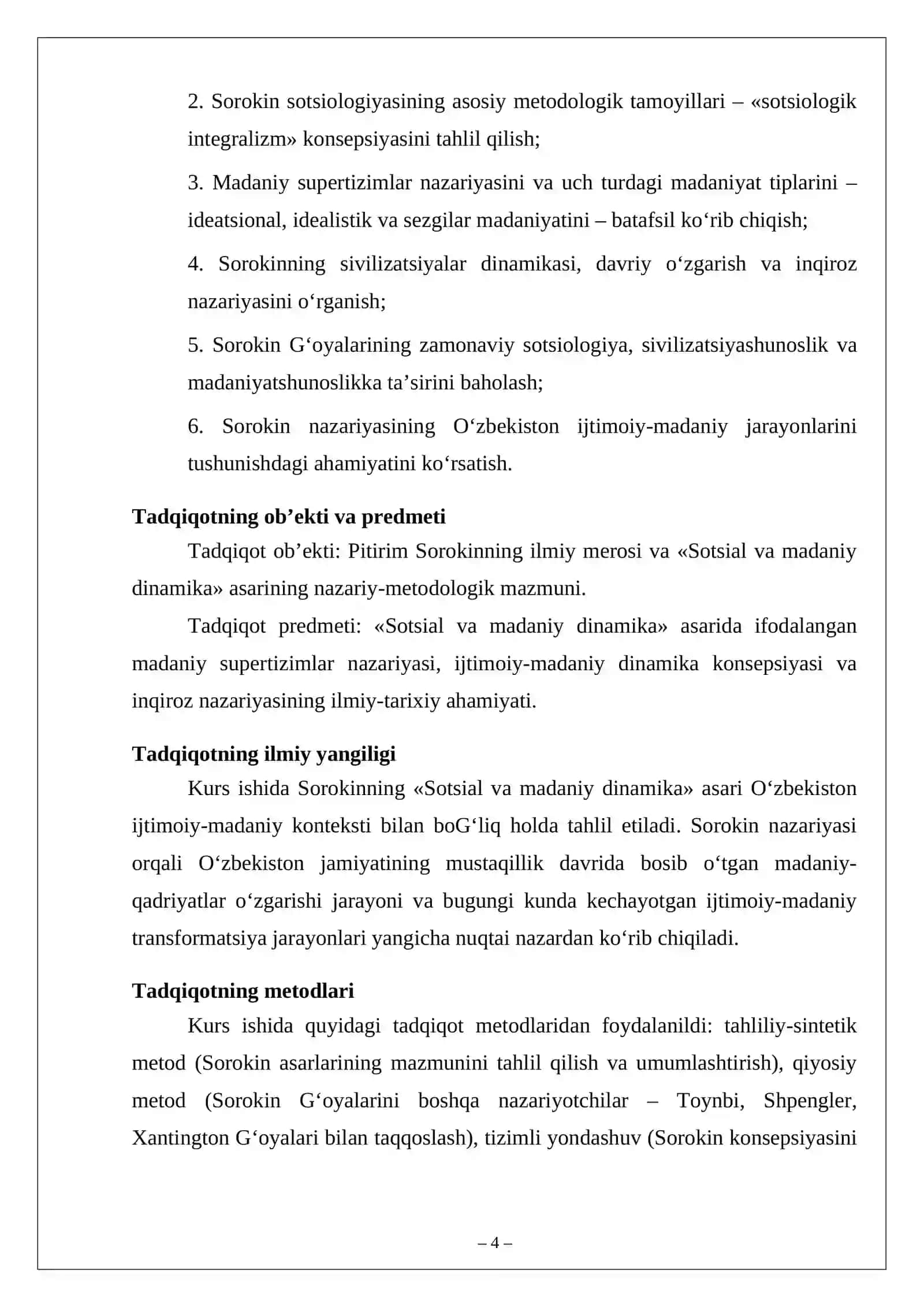 P. Sorokinning «Sotsial va madaniy dinamika» 26 4