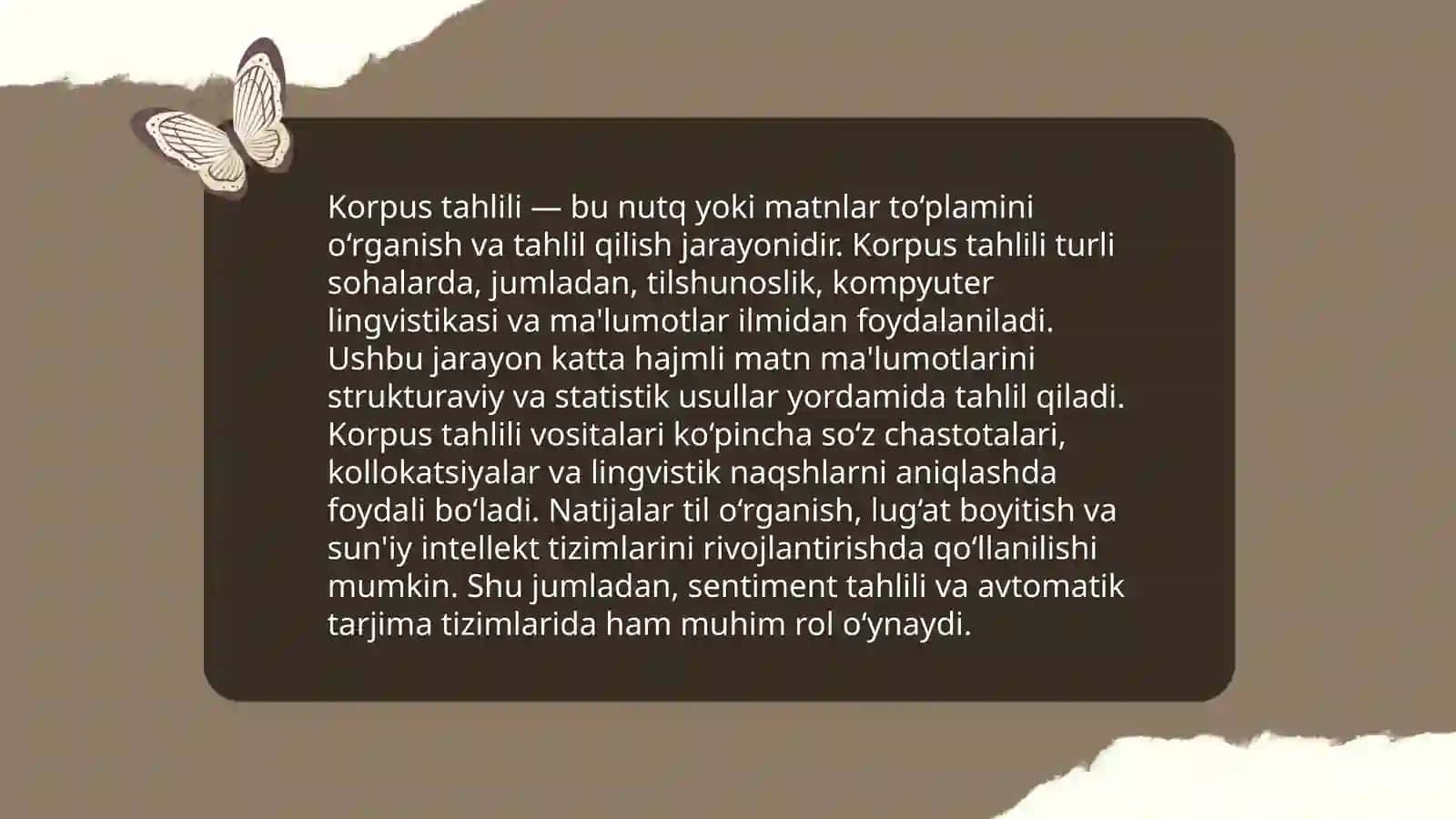 Kompyuter lingvistikasi fanidan mustaqil ish taqdimoti 4