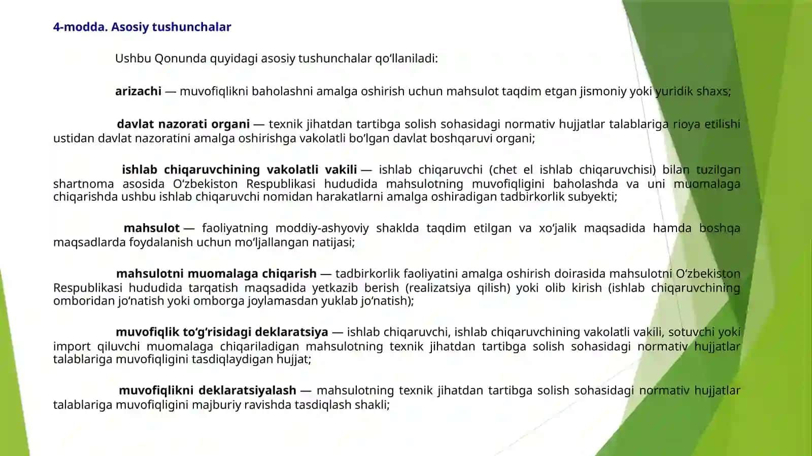 O’zbekiston Respublikasining texnik jihatdan tartibga solish qonuni 4