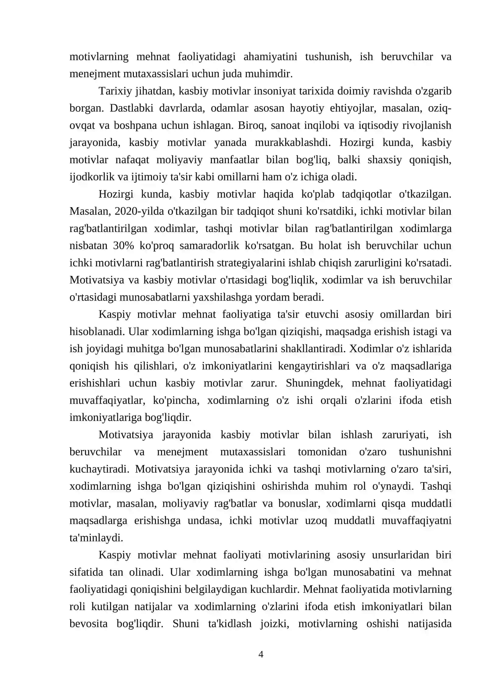 Kaspiy Motiv Va Motivatsiya, Mehnat Faoliyati motivlari 4