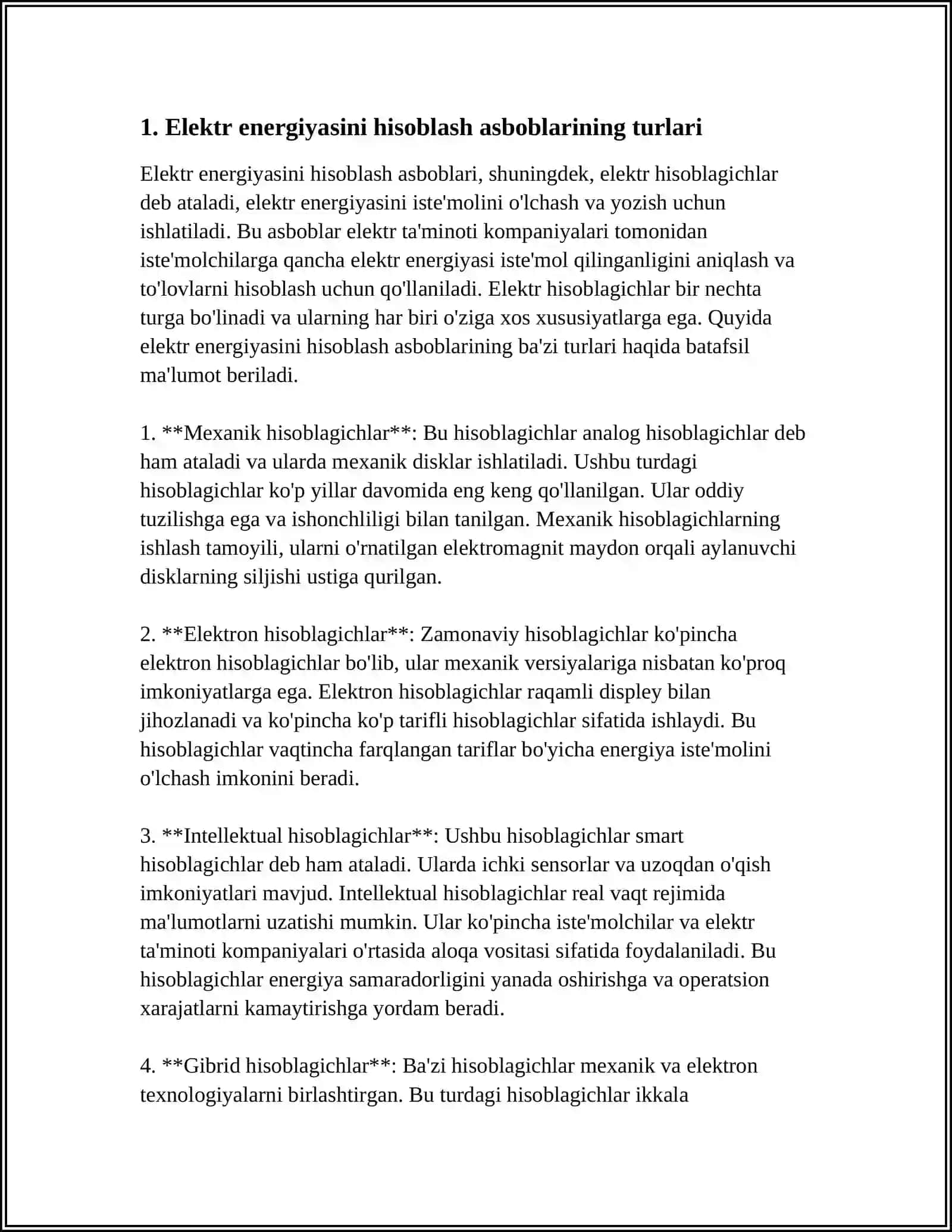 ELEKTR ENERGIYASINI HISOBLASH ASBOBLARINI TEKSHIRUVDAN O‘TKAZISH 4