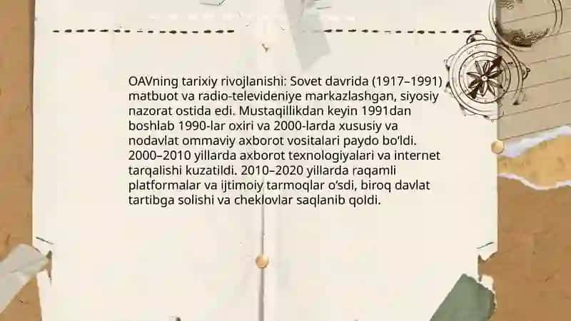O‘zbekiston Respublikasida ommaviy axborot vositalarining huquqiy asoslari 4