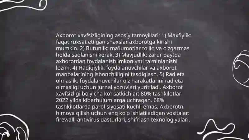 Axborot xavfsizligi va axborotlarni himoyalash usullari 4
