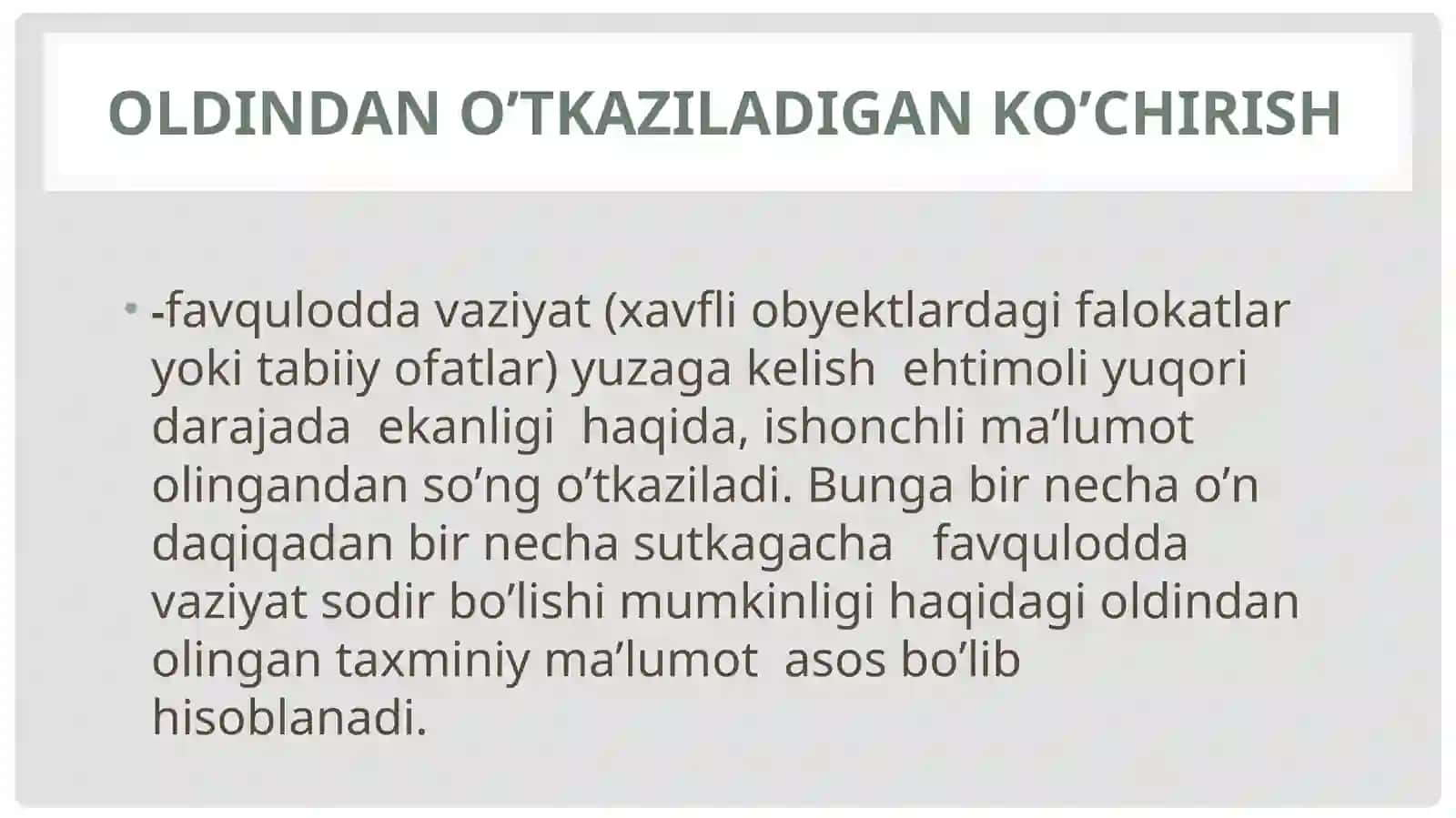 FАVQULОTDА VАZIYAT XAVFI TUG’ILGANDA VA SODIR BO’LGANDA АHОLINI EVАKUАTSIYA QILISH. 4