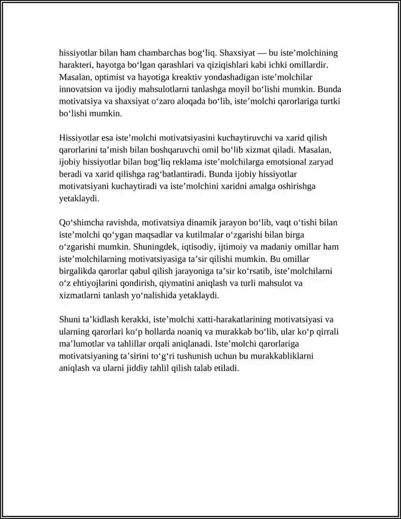 ISTE’MOLCHI XULQ-ATVORI SHAKLLANISHIDA MOTIVATSIYA, SHAXSIYAT VA HISSIYOT 4