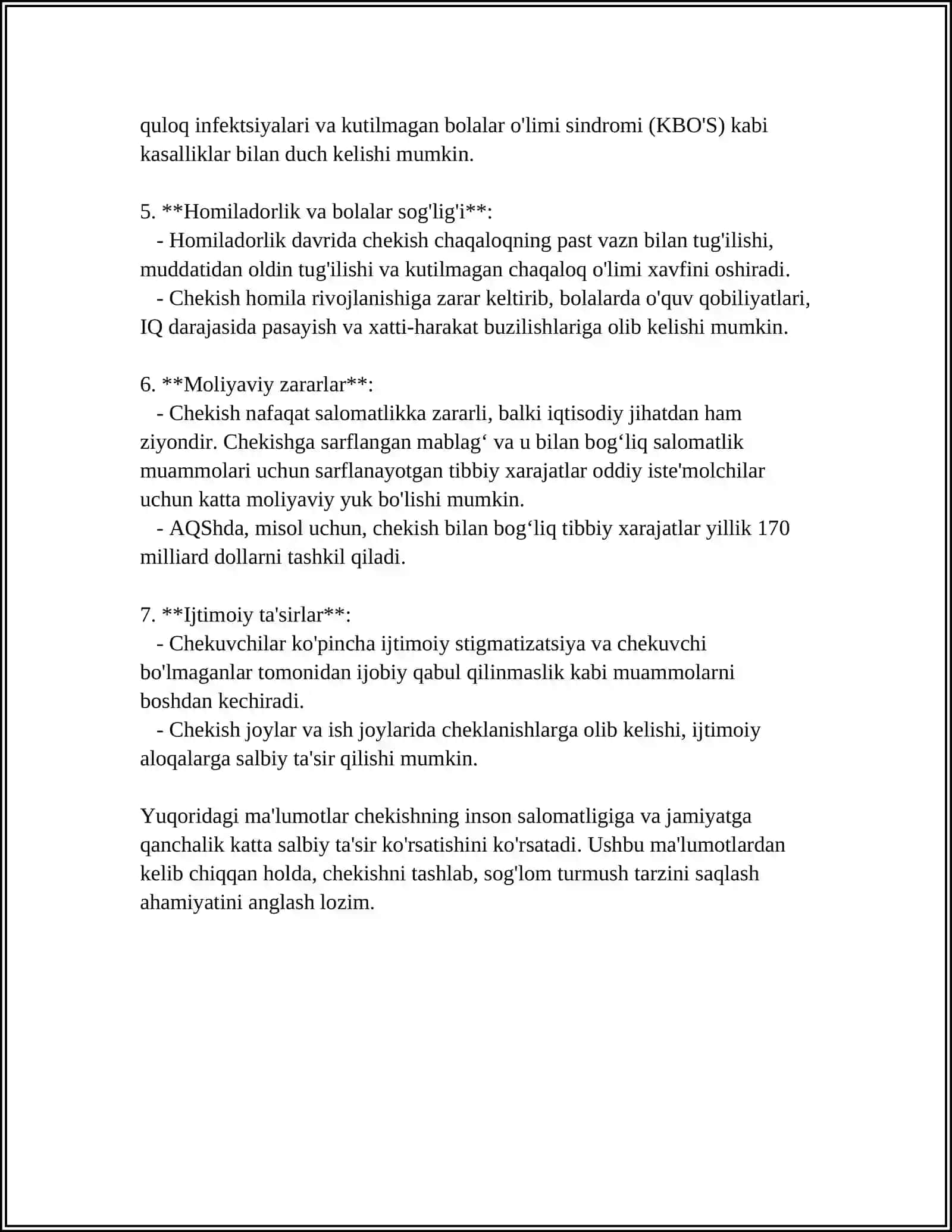 ZARARLI ODATLAR. ORGANIZMNI CHINIQTIRISH USULLARI 4