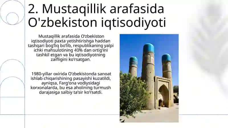 Mustaqillik Arafasida Oʻzbekiston da iqtisodiy ijtimoiy jarayonlar 4