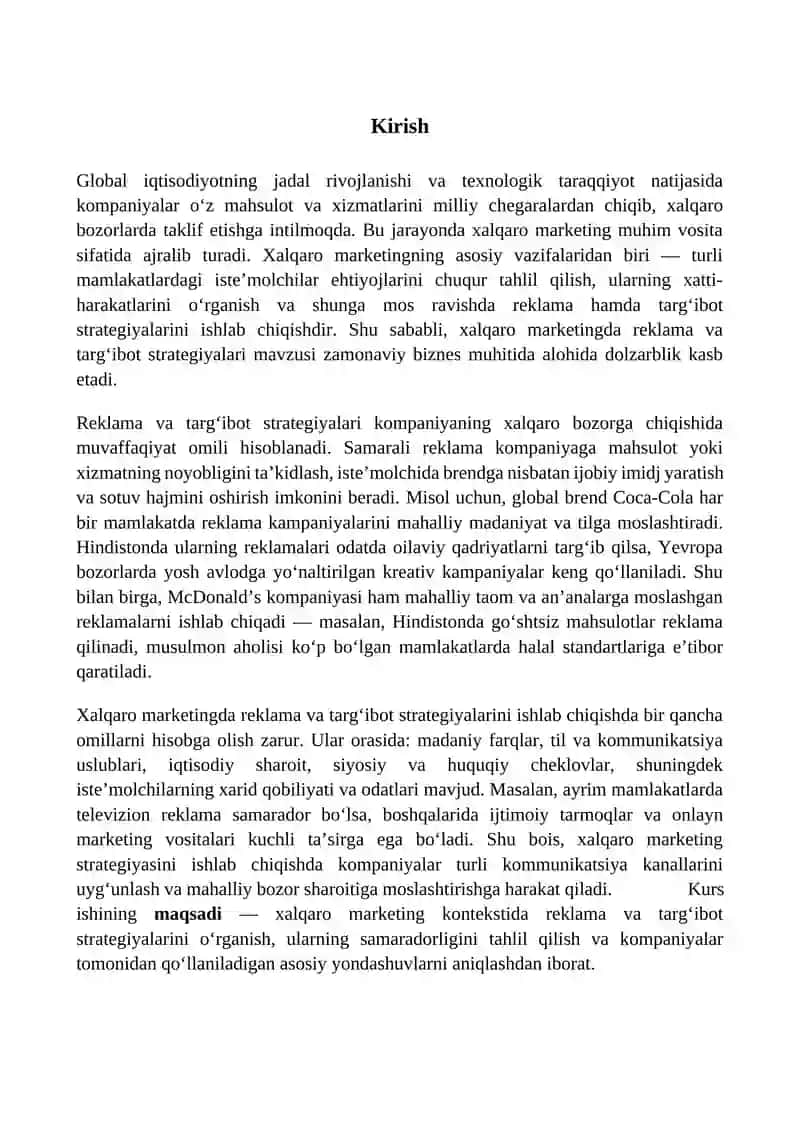 Xalqaro marketingda reklama va targ'ibot strategiyalari 4