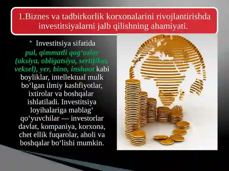 Mamlakatimizda biznesni investisiyalashning ustuvor yo‘nalishlari 4