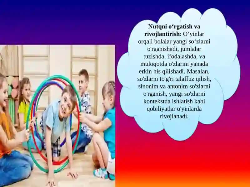 Mavzu: Oʻyin faoliyati orqali bolalar nutqini oʻstirish 4