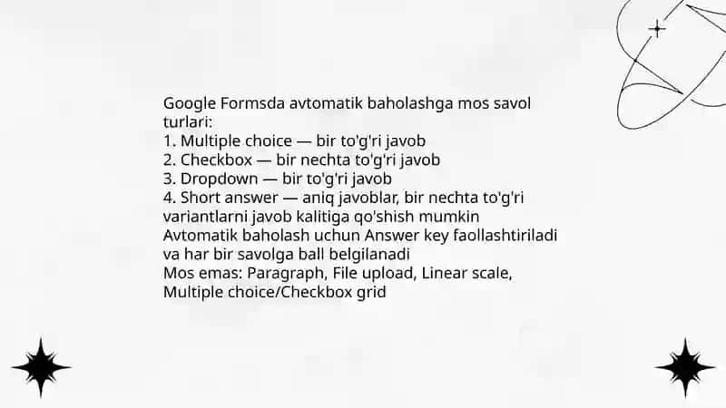 Google Forms orqali avtomatlashtirilgan baholash tizimi yaratish 4