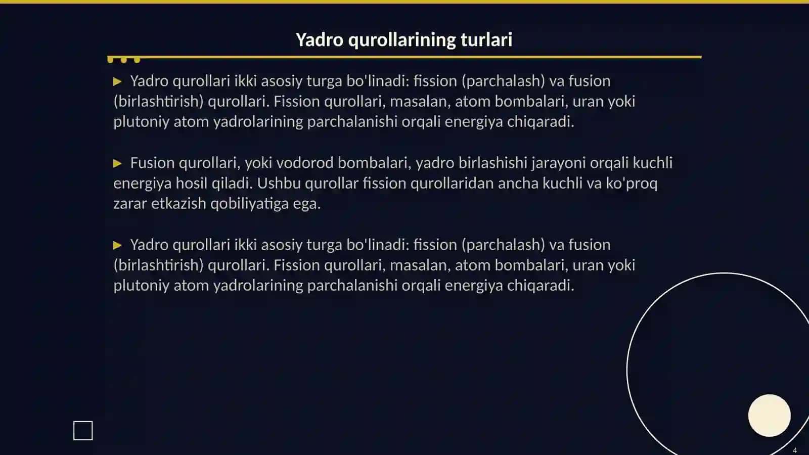Yadro quroli va yadroviy urush 4