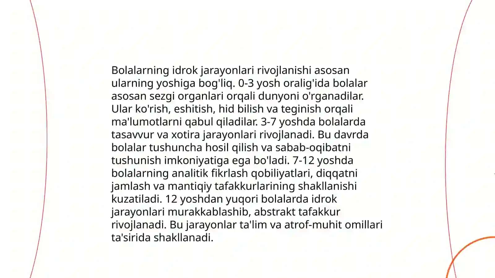 Maktabgacha yoshdagi bolalarda bilish jarayonlaridan sezgi idrok xotira xayol tafakkur diqqat va nutqning rivojlanishi 4