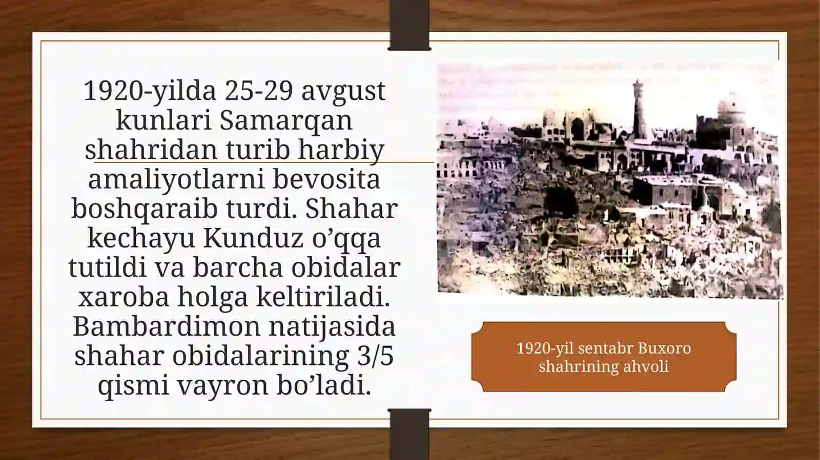 Buxoro Xalq Sovet Respublikasining tashkil etilishi hamda 1920-1924-yillardagi ijtimoiy-iqtisodiy va siyosiy jarayonlarning xususiyatlari 4
