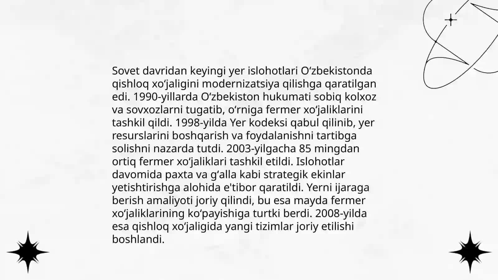 Mustaqillik yillarida qishloq xo'jaligi va saonat sohasidagi o'zgarishlar 4
