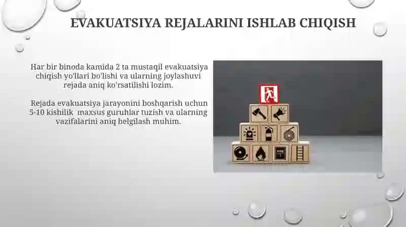 Evakuatsiya tadbirlarini tashkil etish usullari 4
